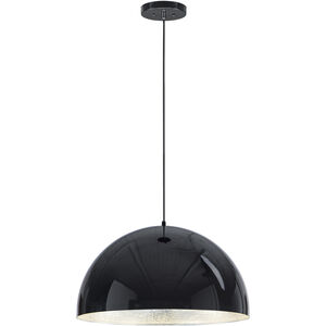 Hemisphere LED 24 inch Gloss Black and Aluminum Single Pendant Ceiling Light