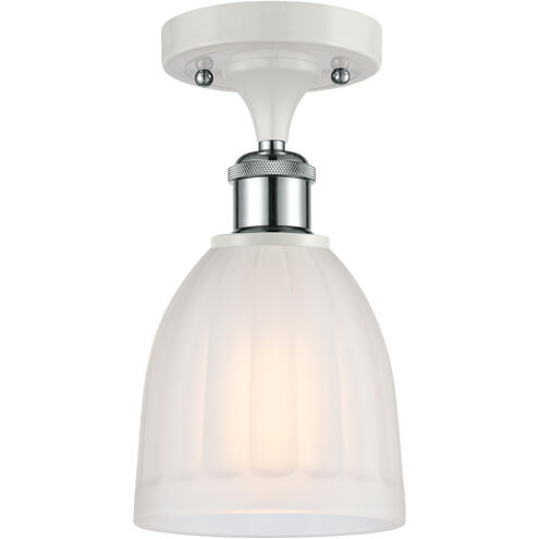 Ballston Brookfield LED 6 inch White and Polished Chrome Semi-Flush Mount Ceiling Light in White Glass, Ballston