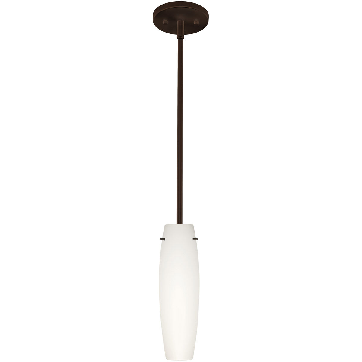 Tu Tu 1 Light Bronze Stem Pendant Ceiling Light in Opal Matte Glass