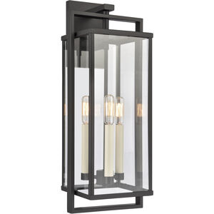 Gladwyn 3 Light 22 inch Matte Black and Off White Outdoor Wall Sconce
