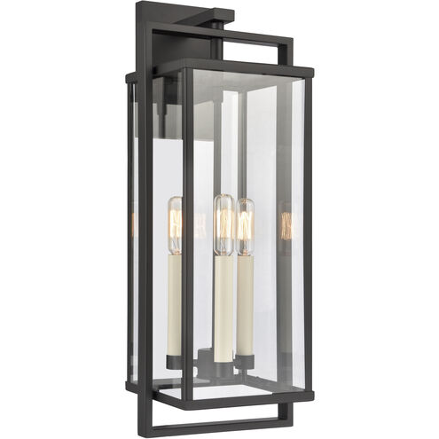 Gladwyn 3 Light 22 inch Matte Black and Off White Outdoor Wall Sconce