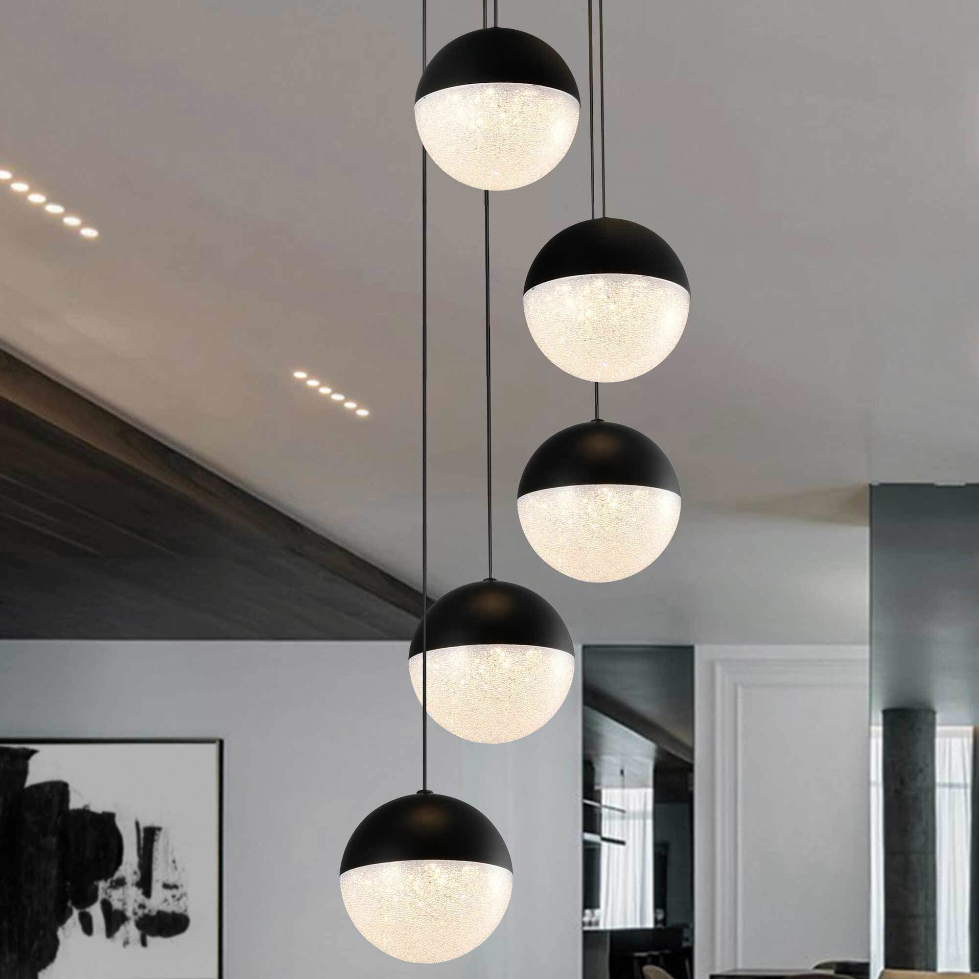 Artisan Collection/RAVELLO Series 5 Light 10.25 inch Black Pendant/Chandelier Ceiling Light
