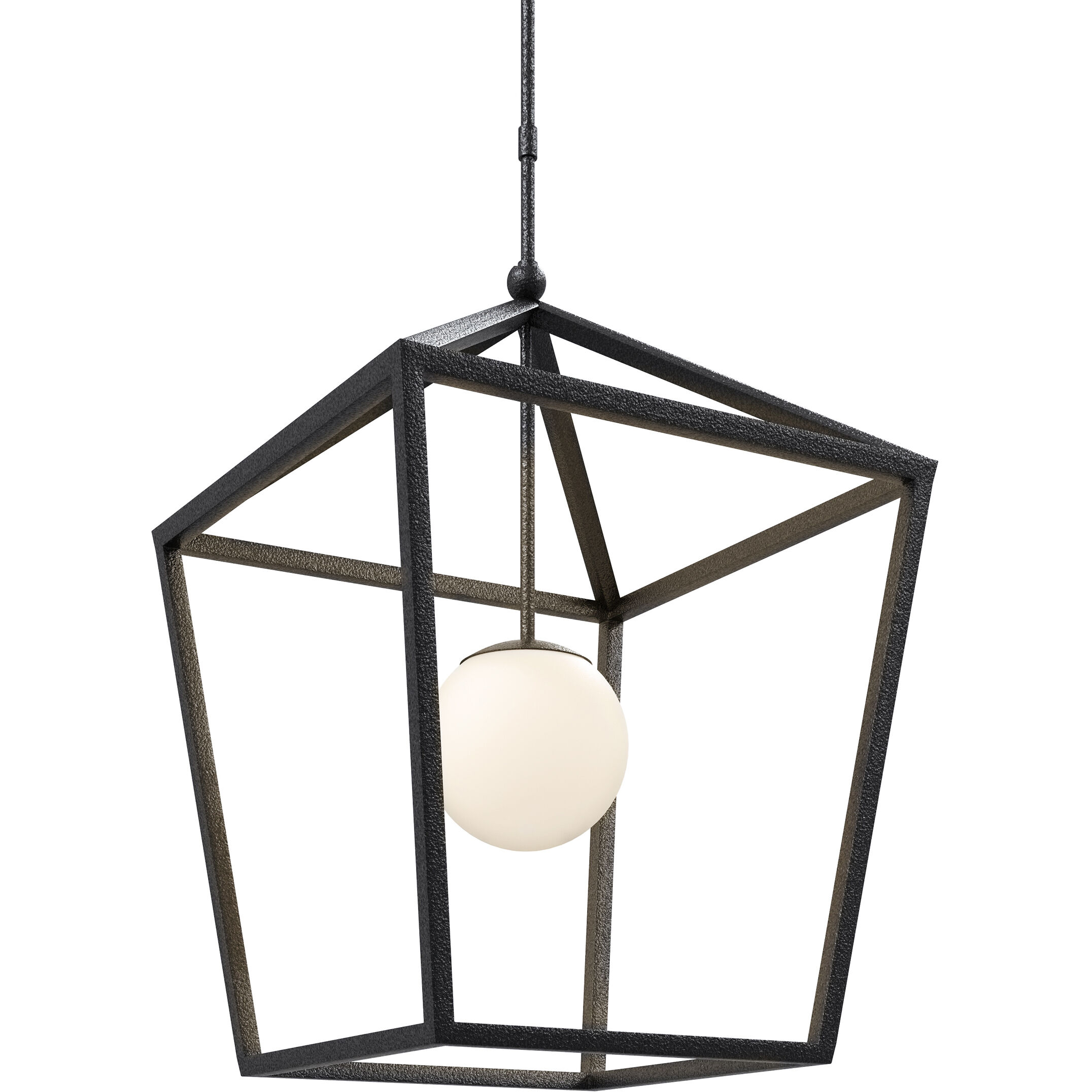 Denison 1 Light 26 inch Black/Frosted White Outdoor Lantern Pendant, Large