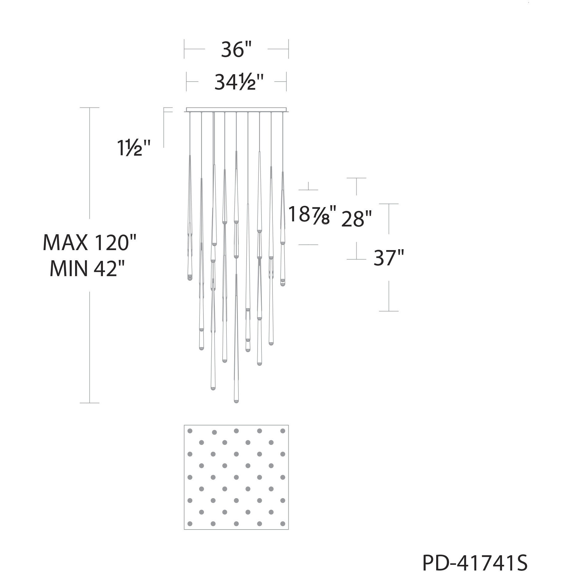 Cascade 41 Light 36 inch Black Multi-Light Pendant Ceiling Light