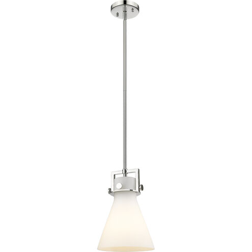 Downtown Urban Newton Cone 1 Light 8 inch Polished Nickel Mini Pendant Ceiling Light in Matte White Glass