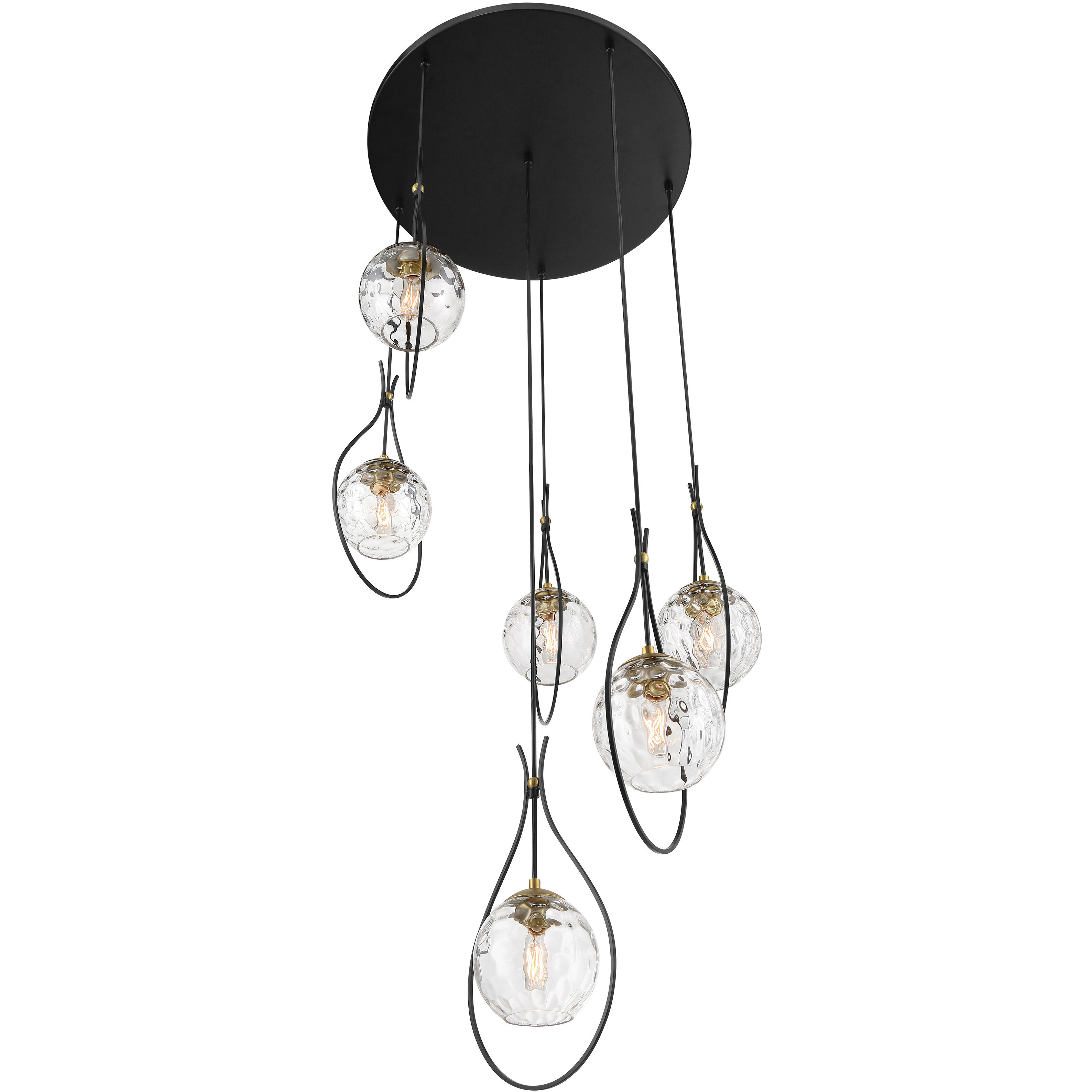 Cody 6 Light Coal/Soft Brass Pan Pendant Ceiling Light