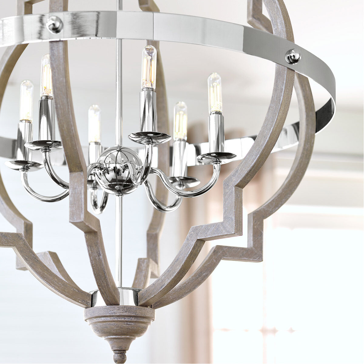 Socorro 6 Light 25 inch Washed Pine Foyer Pendant Ceiling Light