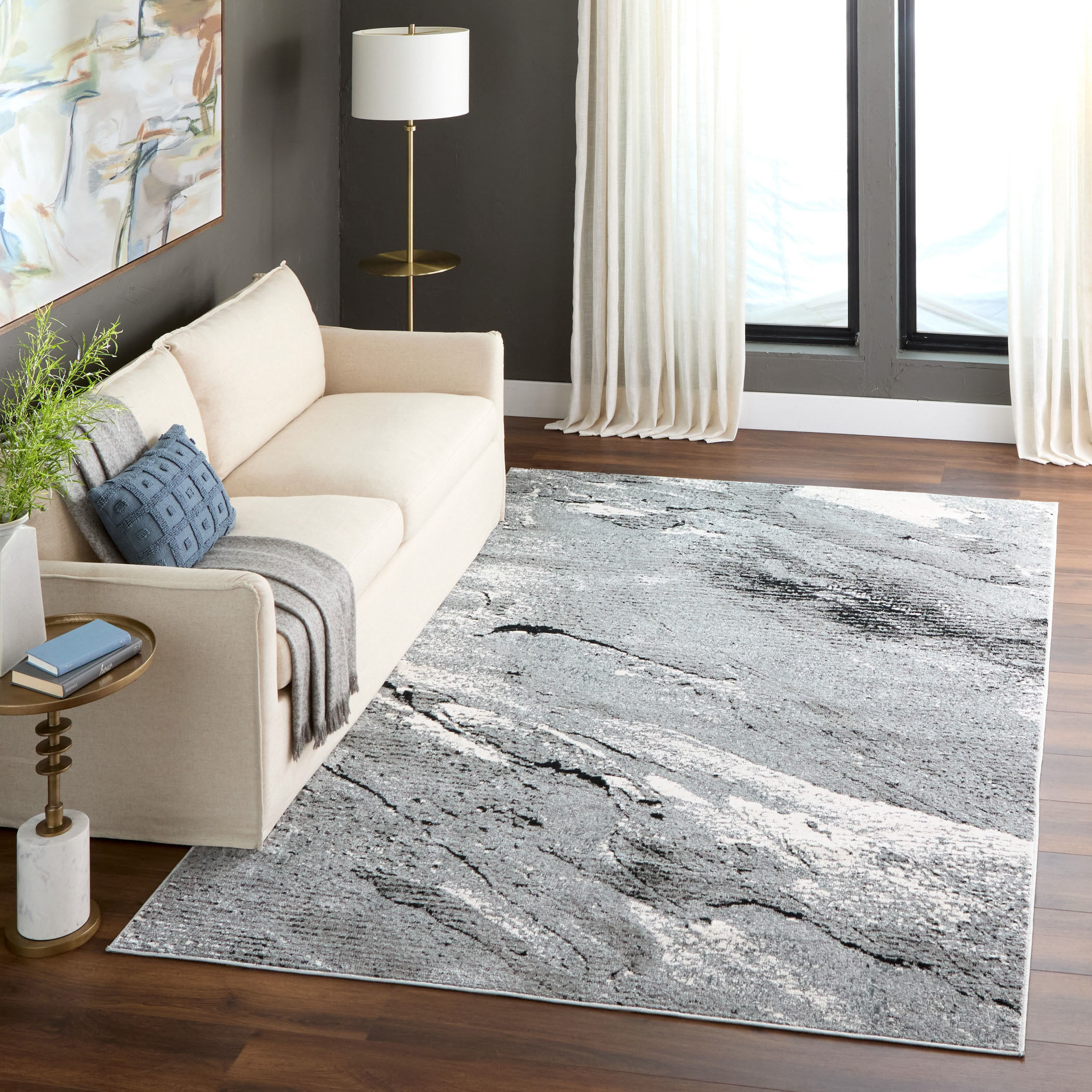 Artema 114 X 79 inch Grey Rug in 6 x 9
