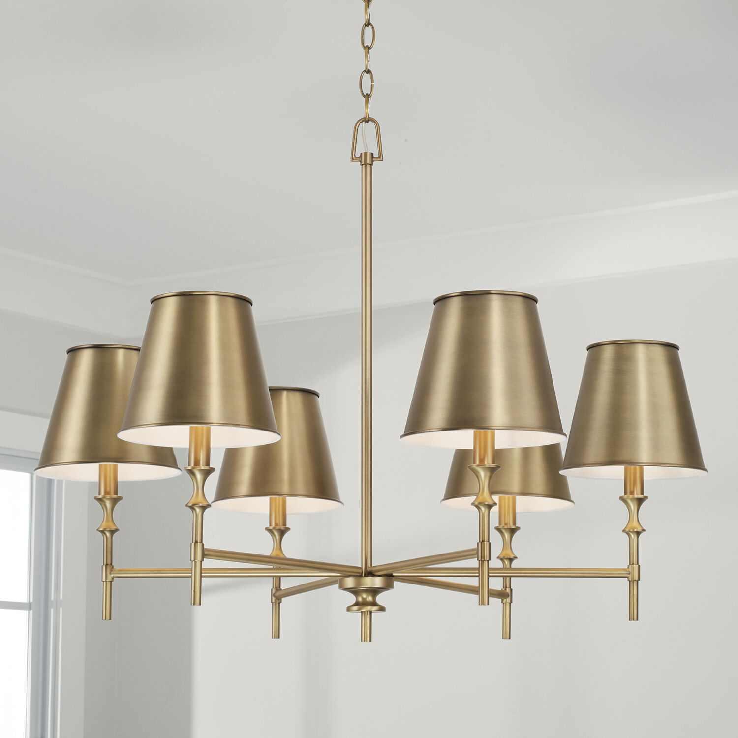 Whitney 6 Light 34 inch Aged Brass Chandelier Ceiling Light