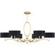 Allegretto 6 Light 51 inch Gold Chandelier Ceiling Light in Gold Leaf, Black Fabric
