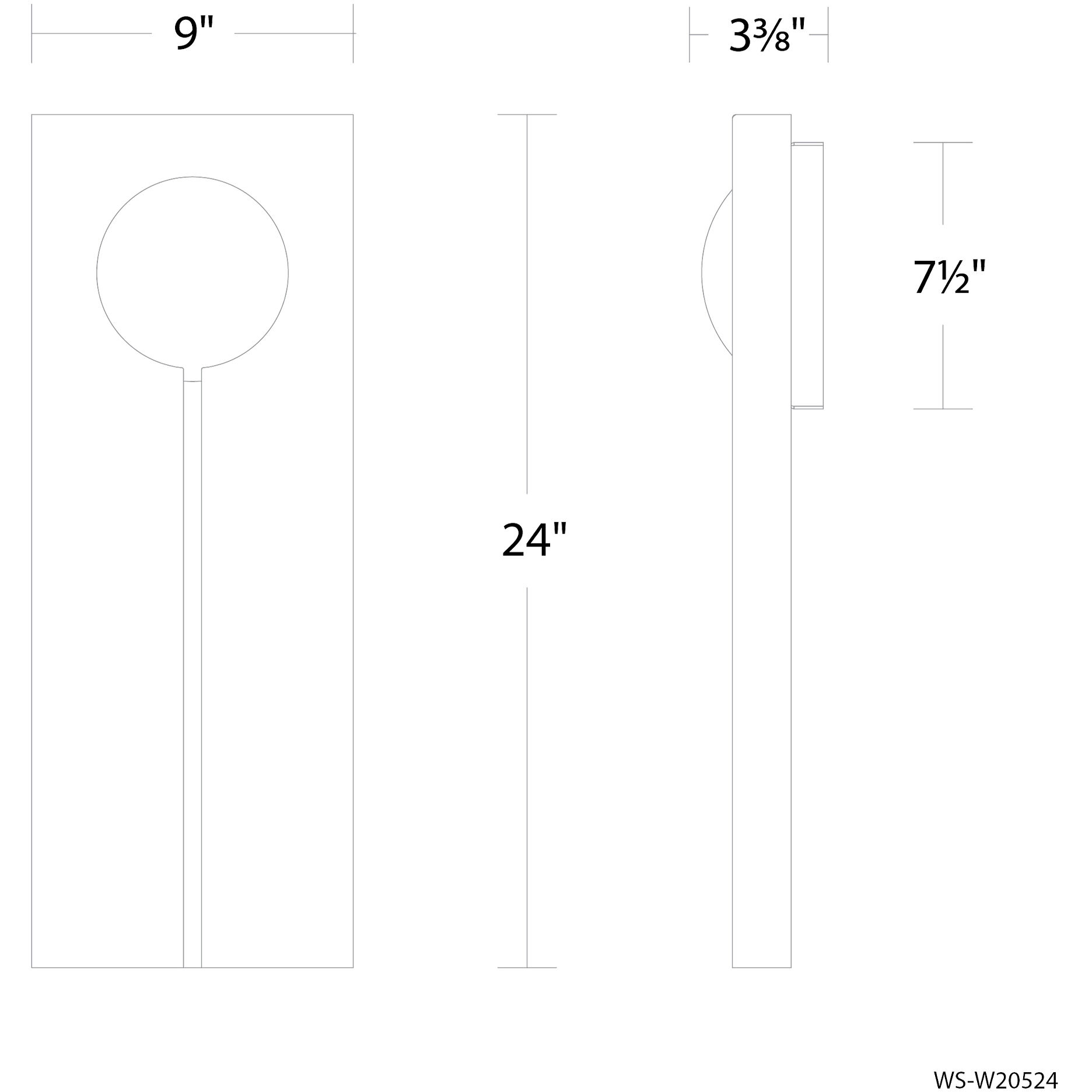 Keyhole LED 24 inch Black and Textured Brushed Nickel Outdoor Wall Lighting