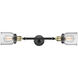 Franklin Restoration Small Bell LED 16 inch Black Antique Brass Bath Vanity Light Wall Light in Seedy Glass, Franklin Restoration