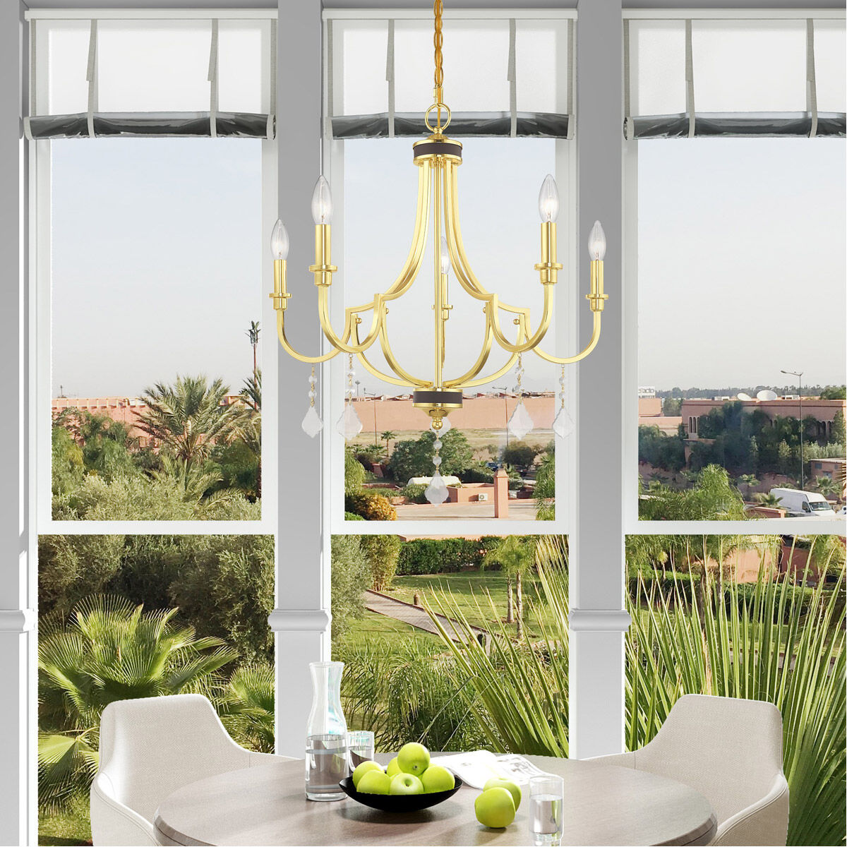 Glendale 5 Light 24.5 inch Polished Brass Chandelier Ceiling Light