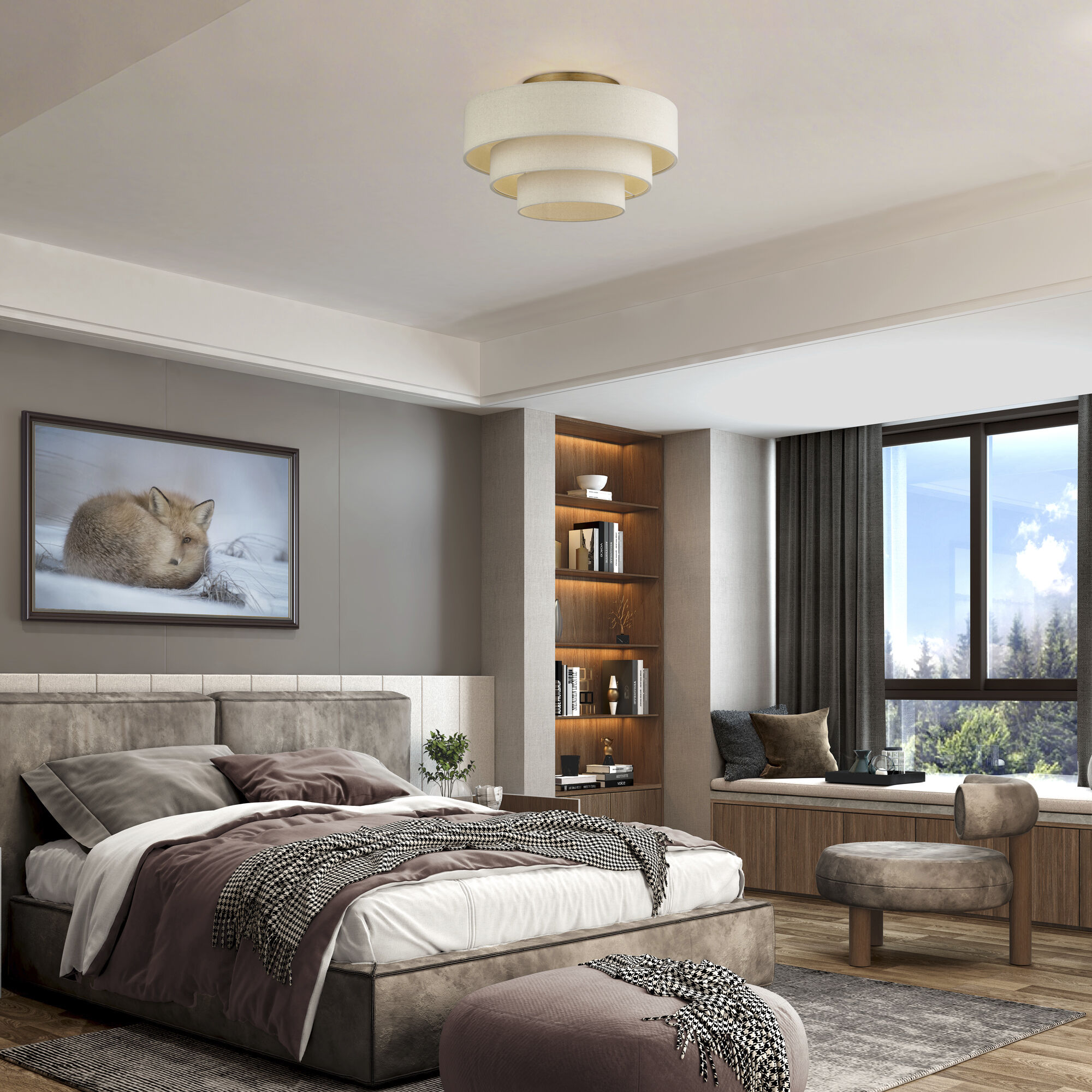 Bellingham 4 Light 21 inch Antique Gold Leaf Semi Flush Mount Ceiling Light, Extra Large