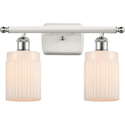 Ballston Hadley 2 Light 16 inch White and Polished Chrome Bath Vanity Light Wall Light in Matte White Glass, Ballston