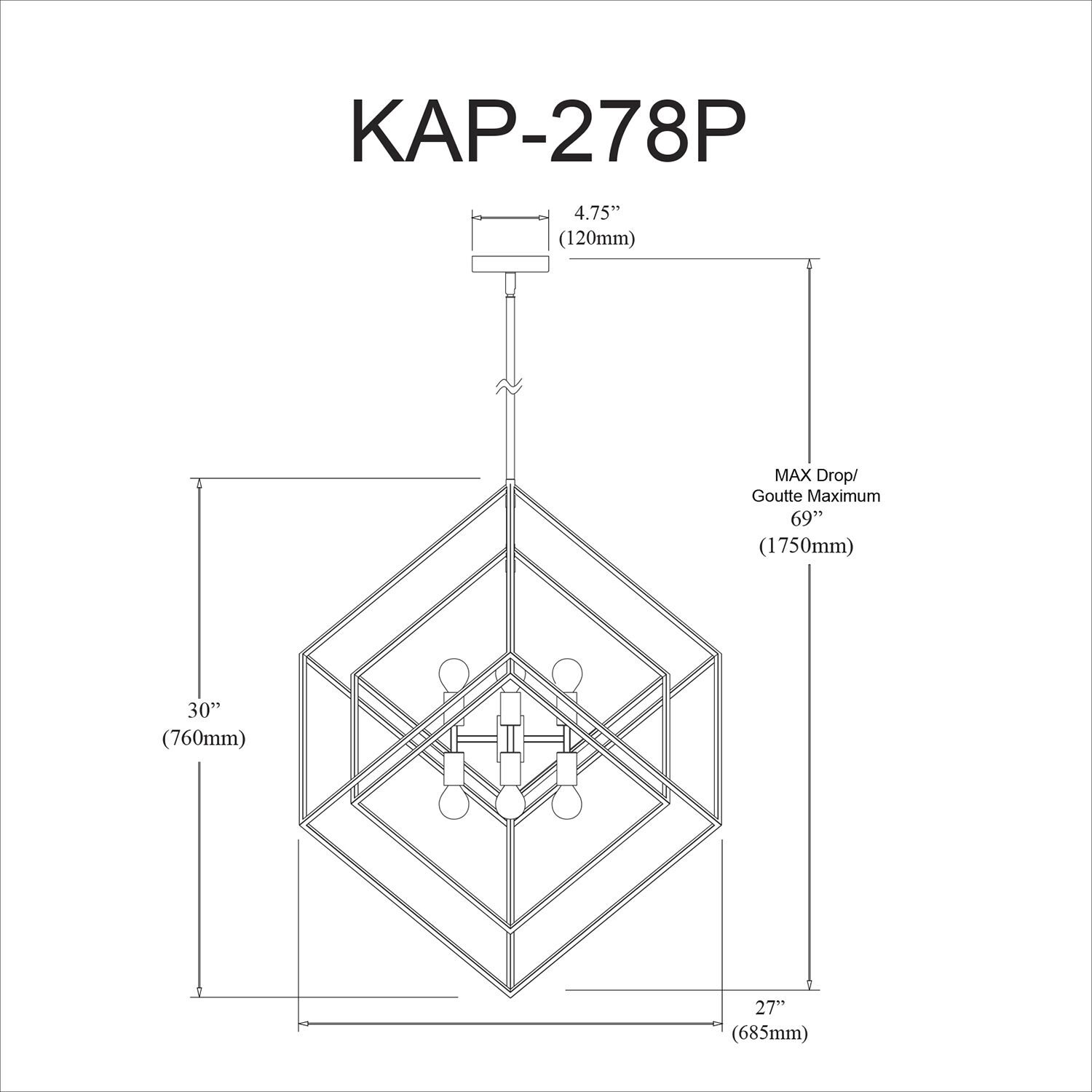 Kappa LED 27 inch Vintage Bronze with Matte Black Pendant Ceiling Light in Vintage Brass and Matte Black