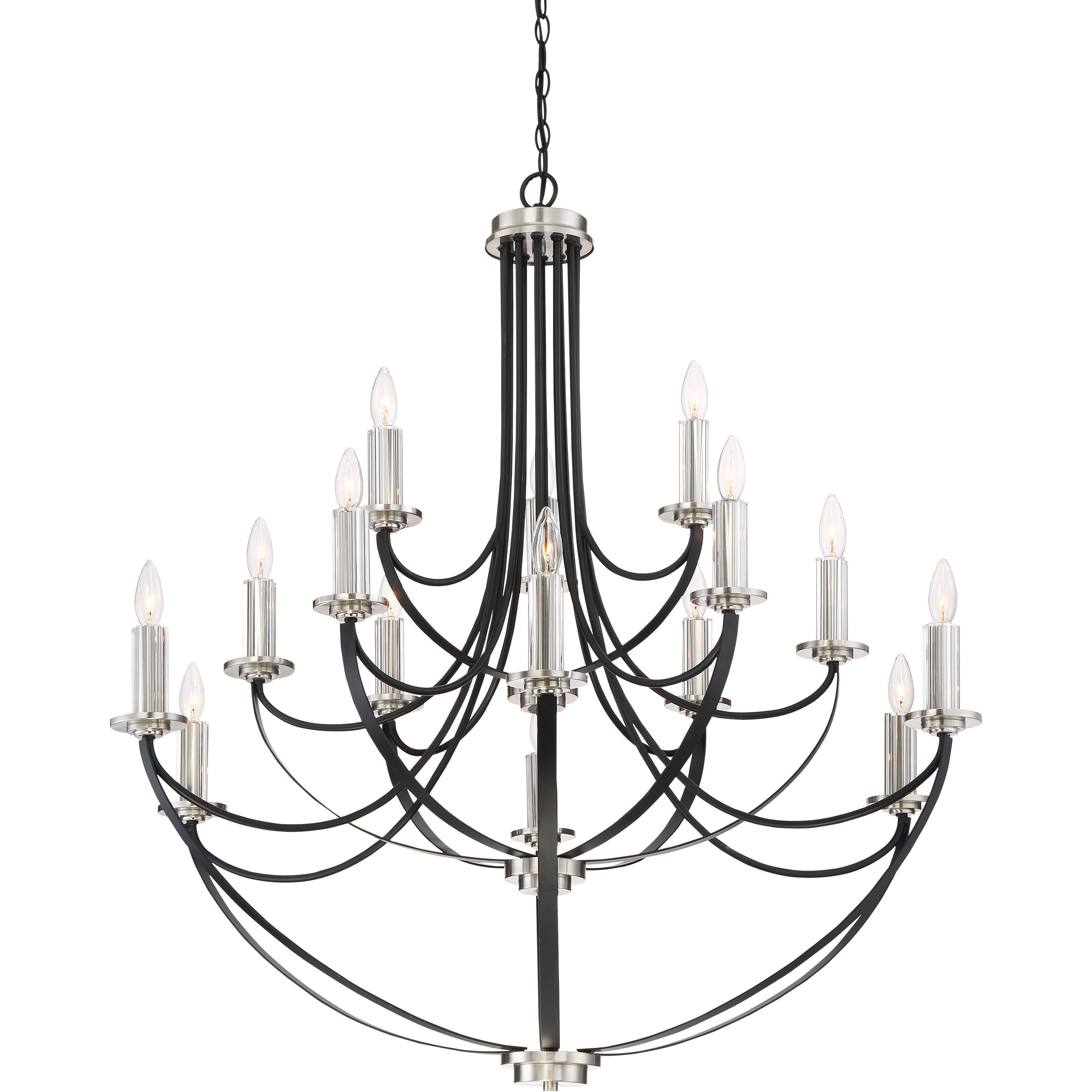 Alana 15 Light 41 inch Mystic Black Chandelier Ceiling Light, Three Tier