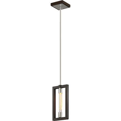 Enigma 1 Light 7.75 inch Bronze With Polished Stainless Pendant Ceiling Light