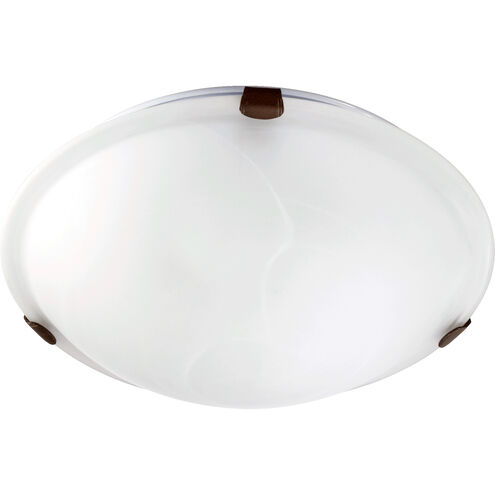 Fort Worth 2 Light 12 inch Oiled Bronze Flush Mount Ceiling Light in Faux Alabaster
