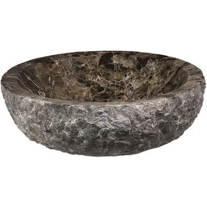 Stone Vessel 17.38 X 17.38 X 5.5 inch Dark Brown with Light Brown Bathroom Sink, Round
