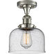 Franklin Restoration Large Bell 1 Light 8 inch Polished Nickel Semi-Flush Mount Ceiling Light in Seedy Glass, Franklin Restoration