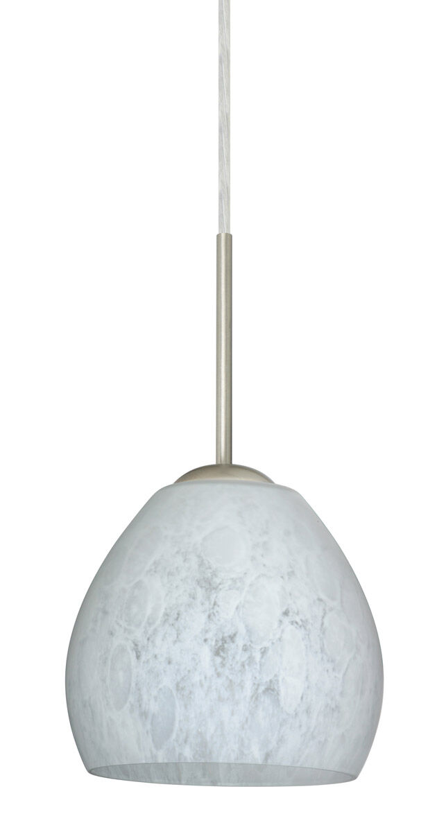 Besa Lighting Bolla 1 Light Satin Nickel Pendant Ceiling Light in Carrera Glass, Incandescent 1BT-412219-SN - Open Box