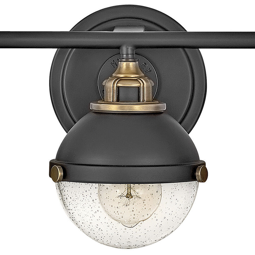 Fletcher 3 Light 25 inch Black with Heritage Brass Vanity Light Wall Light