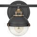 Fletcher 3 Light 25 inch Black with Heritage Brass Vanity Light Wall Light