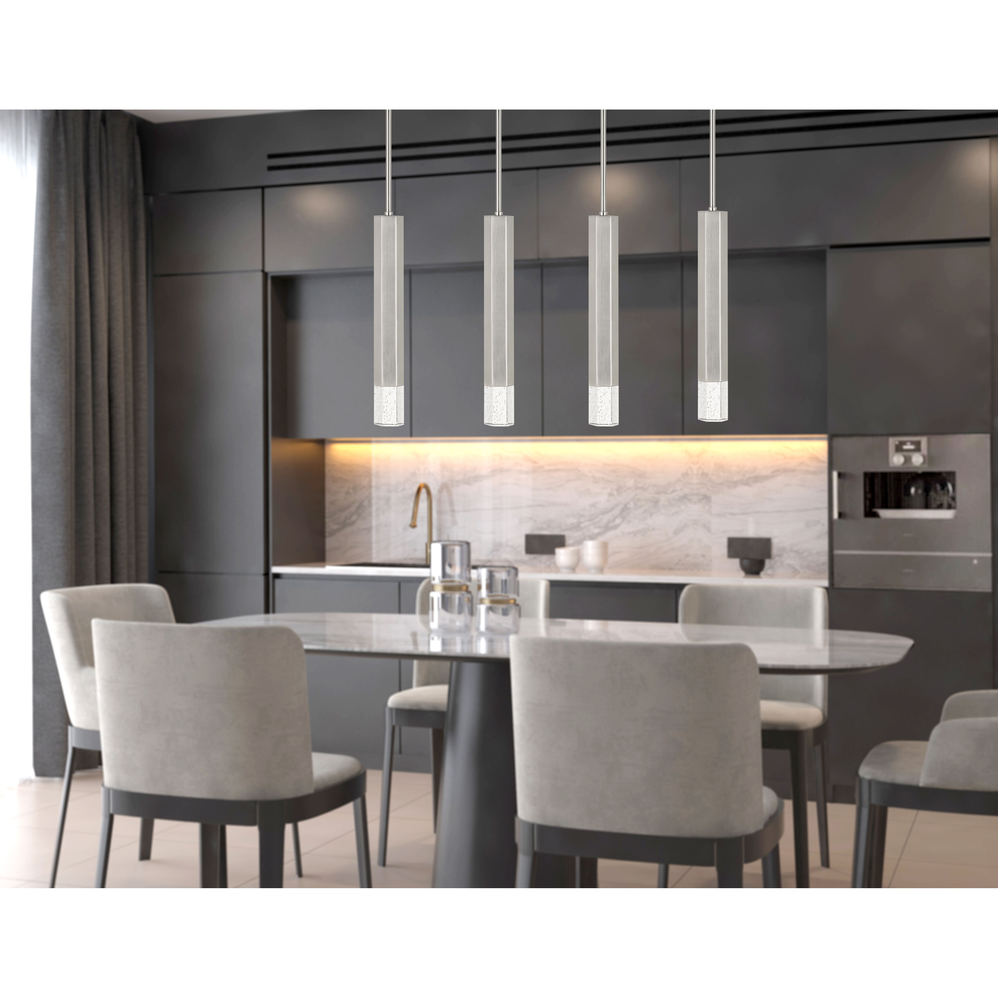 Troy LED 5 inch Brushed Steel Pendant Ceiling Light 