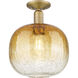 Downtown Urban Brookhaven Sphere 1 Light 10 inch Brushed Brass Semi-Flush Mount Ceiling Light in Amber Glass