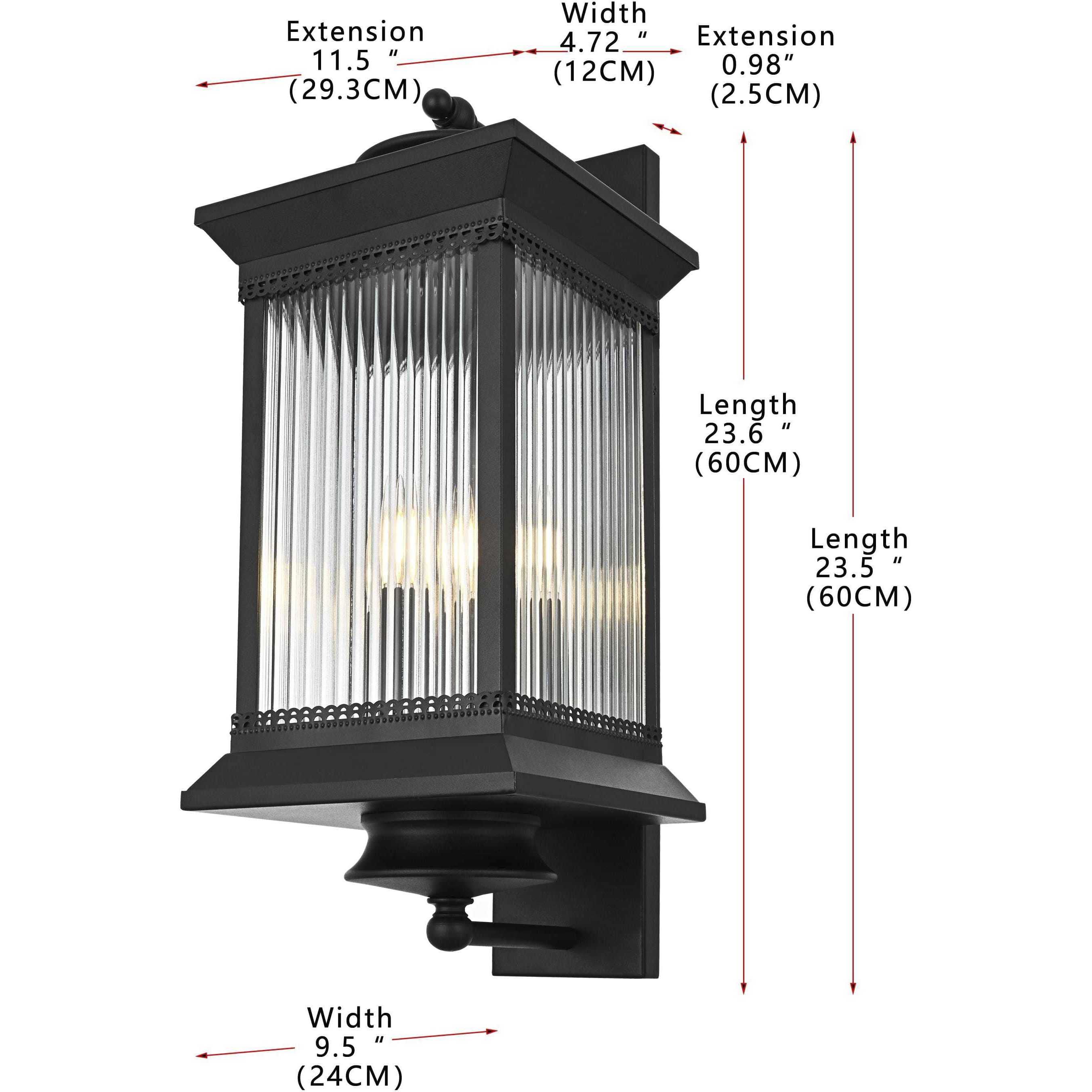 Collins 3 Light 23.5 inch Black Outdoor Wall Sconce