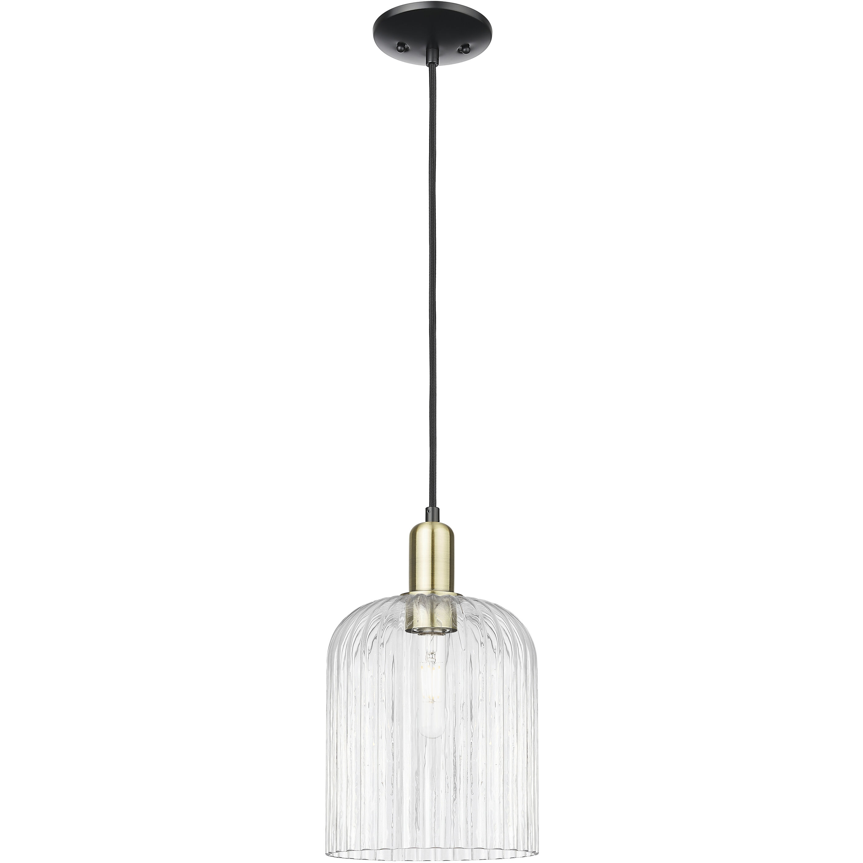 Arcadia Bridal Veil 1 Light 8 inch Black Antique Brass Mini Pendant Ceiling Light in Clear
