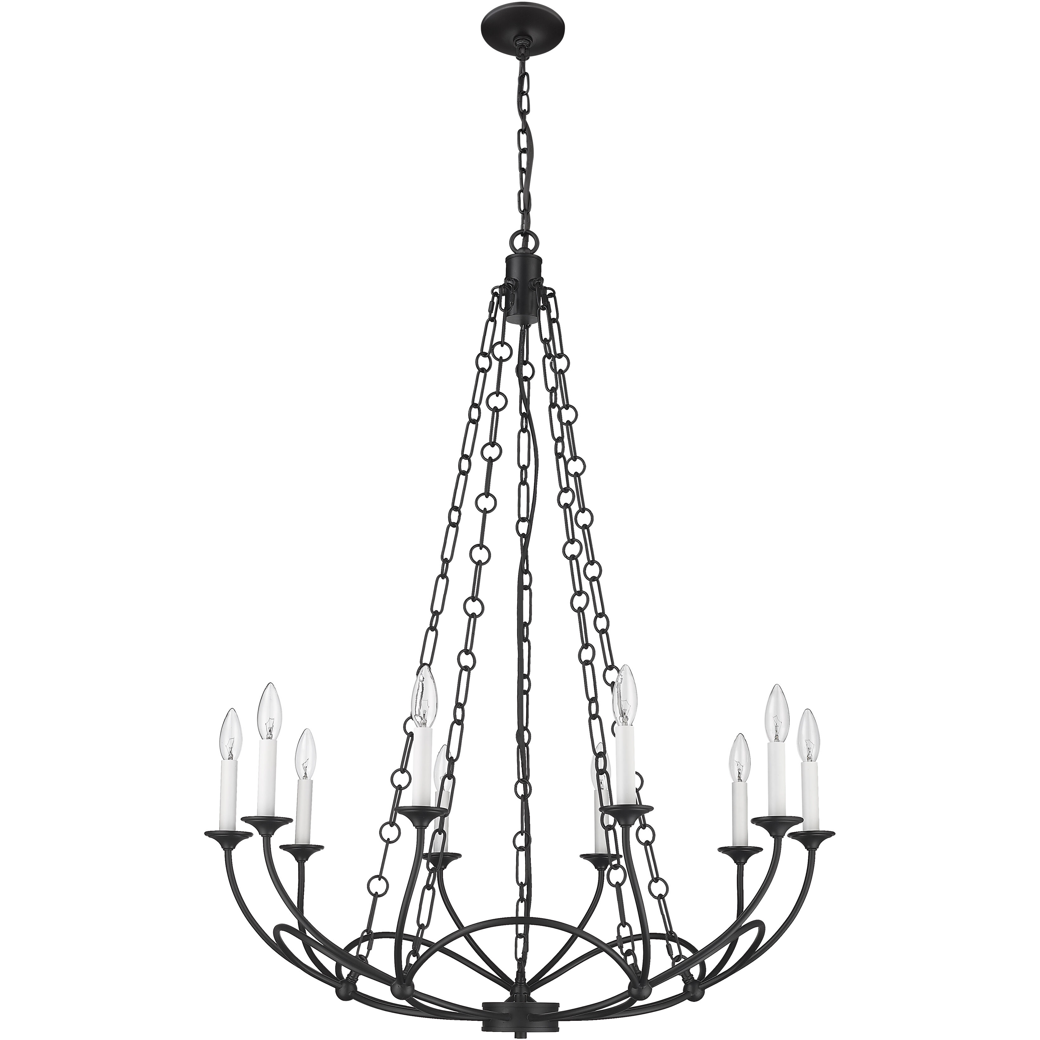 Arabella 10 Light 33 inch Matte Black Chandelier Ceiling Light