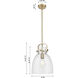 Downtown Urban Newton Bell 1 Light 10 inch Matte Black Mini Pendant Ceiling Light in Plated Smoke