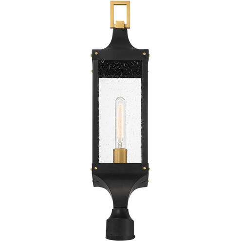 Glendale 1 Light 28 inch Matte Black with Burnished Brass Outdoor Post Lantern