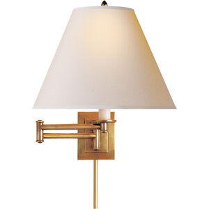 Primitive 18.25 inch 100.00 watt Hand-Rubbed Antique Brass Swing Arm Wall Light in Natural Paper