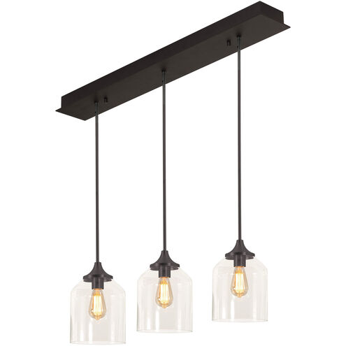 William 3 Light 7.87 inch Black Linear Pendant Ceiling Light
