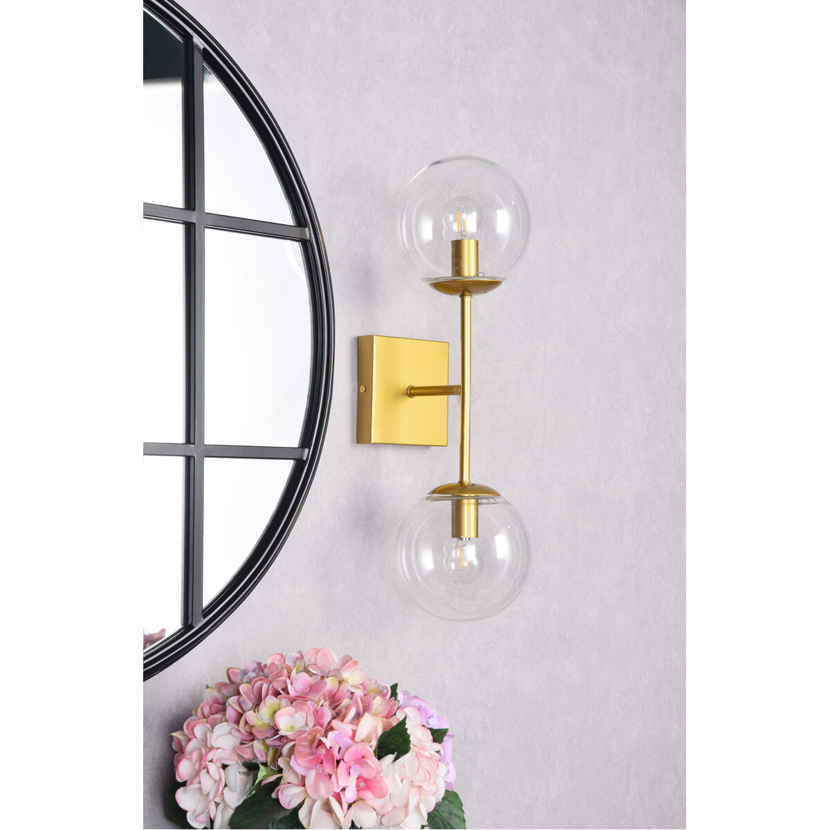 Neri 2 Light 7 inch Brass Bath Sconce Wall Light