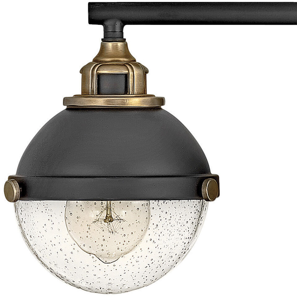 Fletcher 3 Light 25 inch Black with Heritage Brass Vanity Light Wall Light