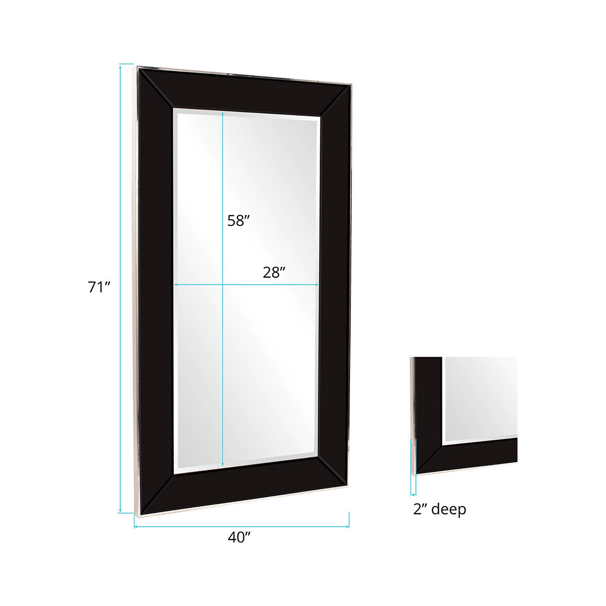 Devon 71 X 40 inch Black Mirror Wall Mirror