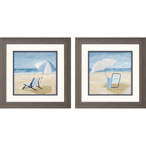 Afternoon on Beach / Blue Beach Blue and Beige Framed Art