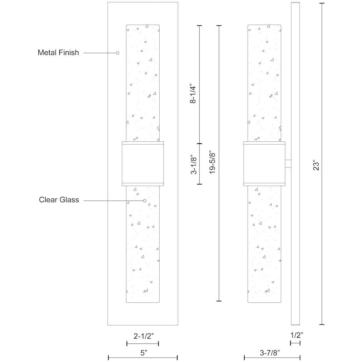 Copenhagen LED 19.63 inch Black Exterior Wall Sconce