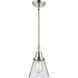 Franklin Restoration Small Cone 1 Light 6 inch Polished Nickel Mini Pendant Ceiling Light in Clear Glass