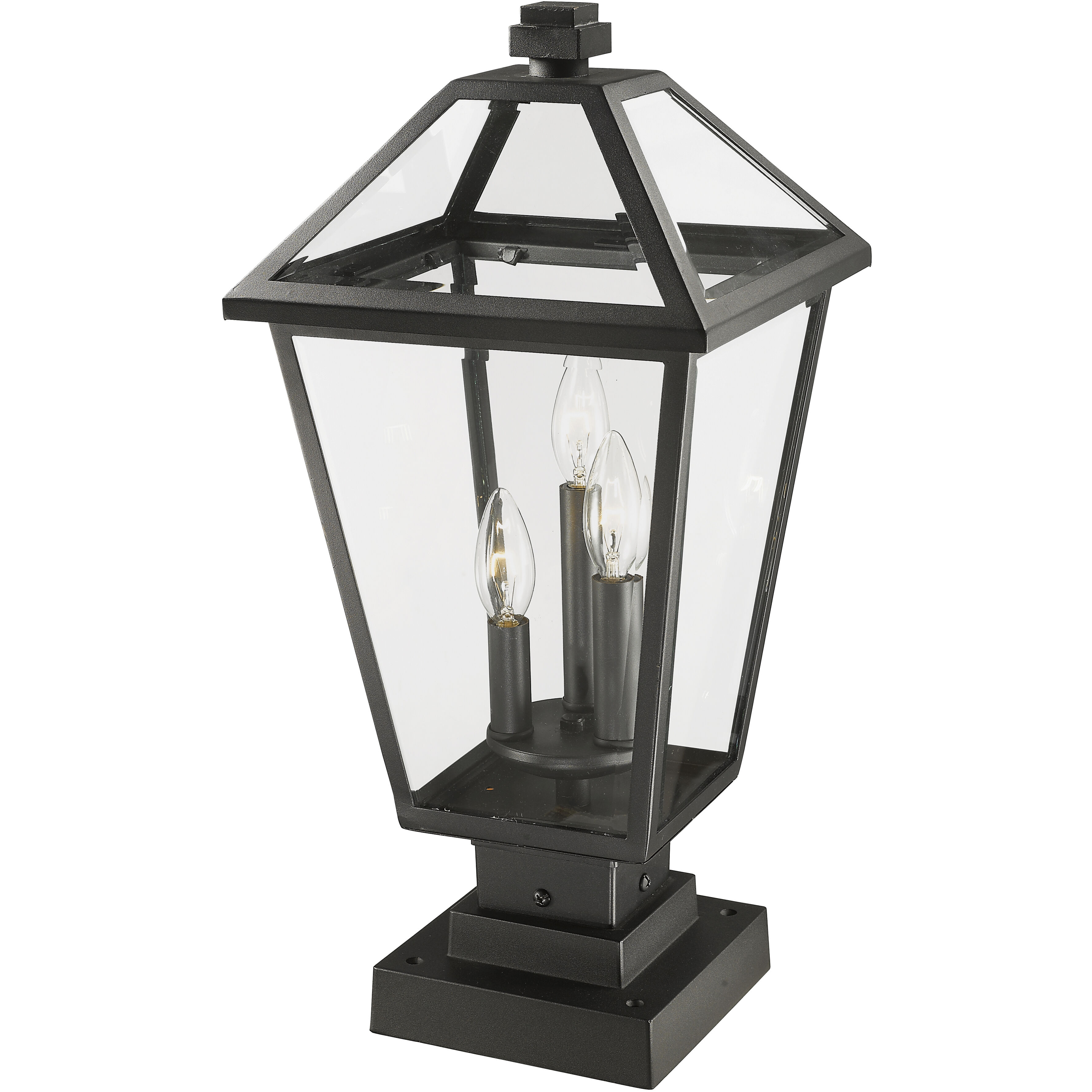 Talbot 3 Light 21 inch Black Outdoor Pier Mounted Fixture in Clear Beveled Glass