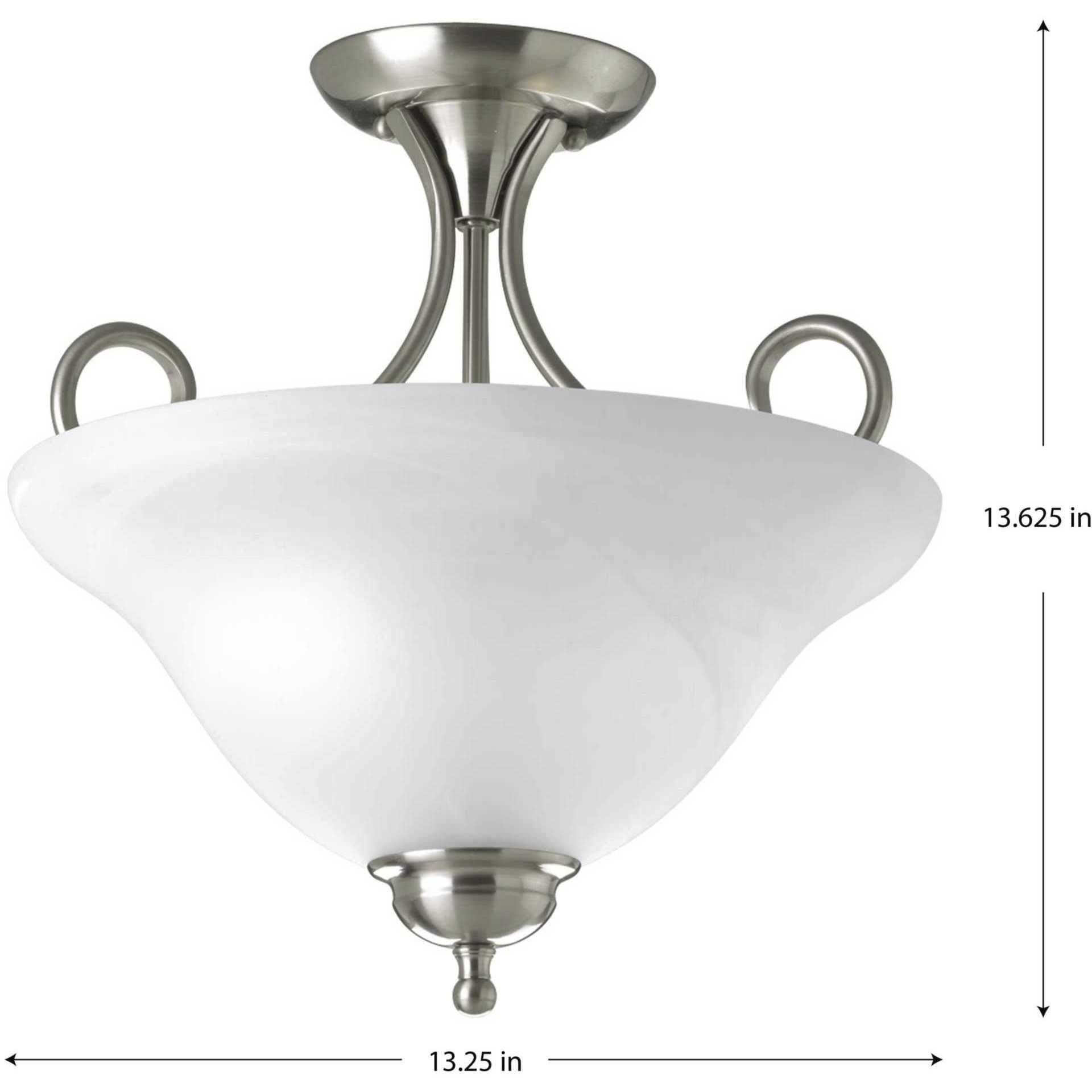 Melon 2 Light 13.25 inch Brushed Nickel Semi-Flush Mount Ceiling Light in Alabaster Glass