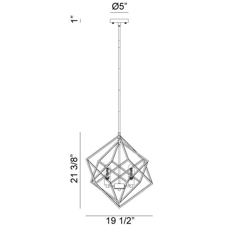 Geometry Series 3 Light 19.5 inch Rusty Black Pendant Ceiling Light