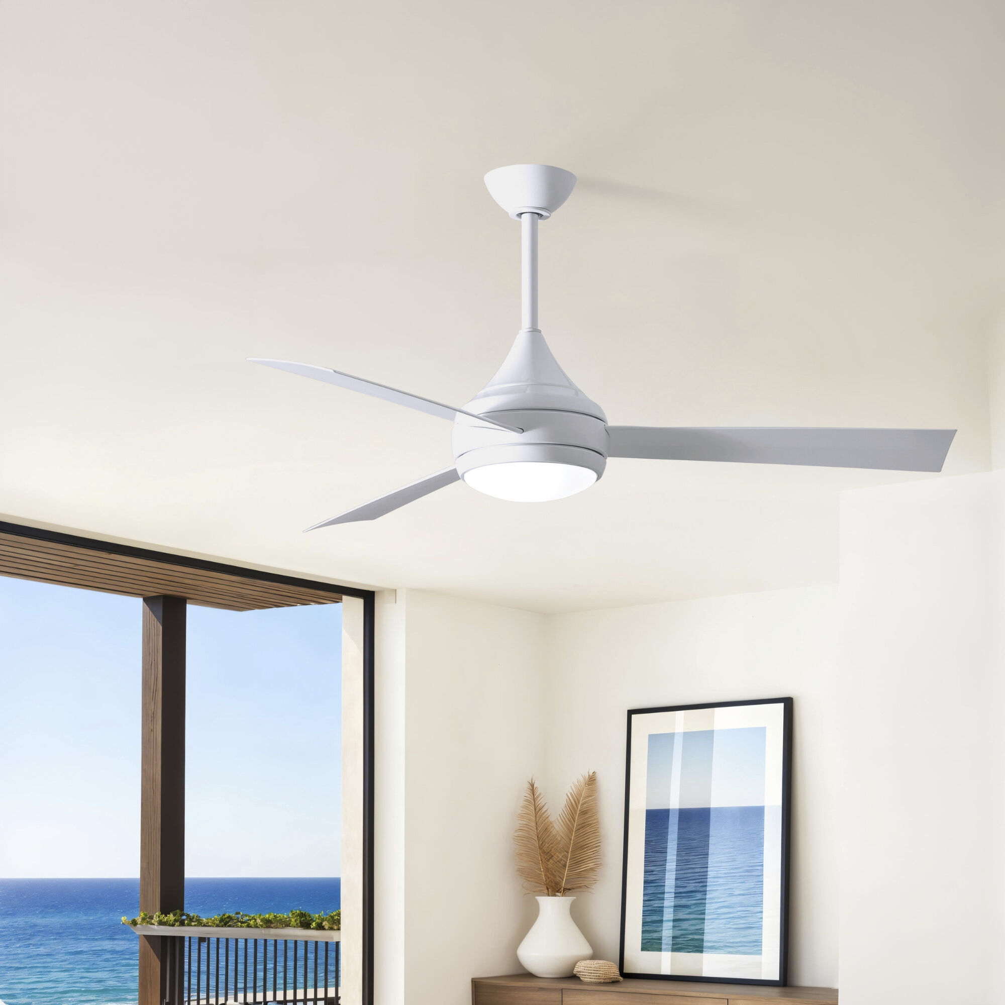 Atlas Donaire 52 inch Gloss White Paddle Fan, Coastal Wet Rated
