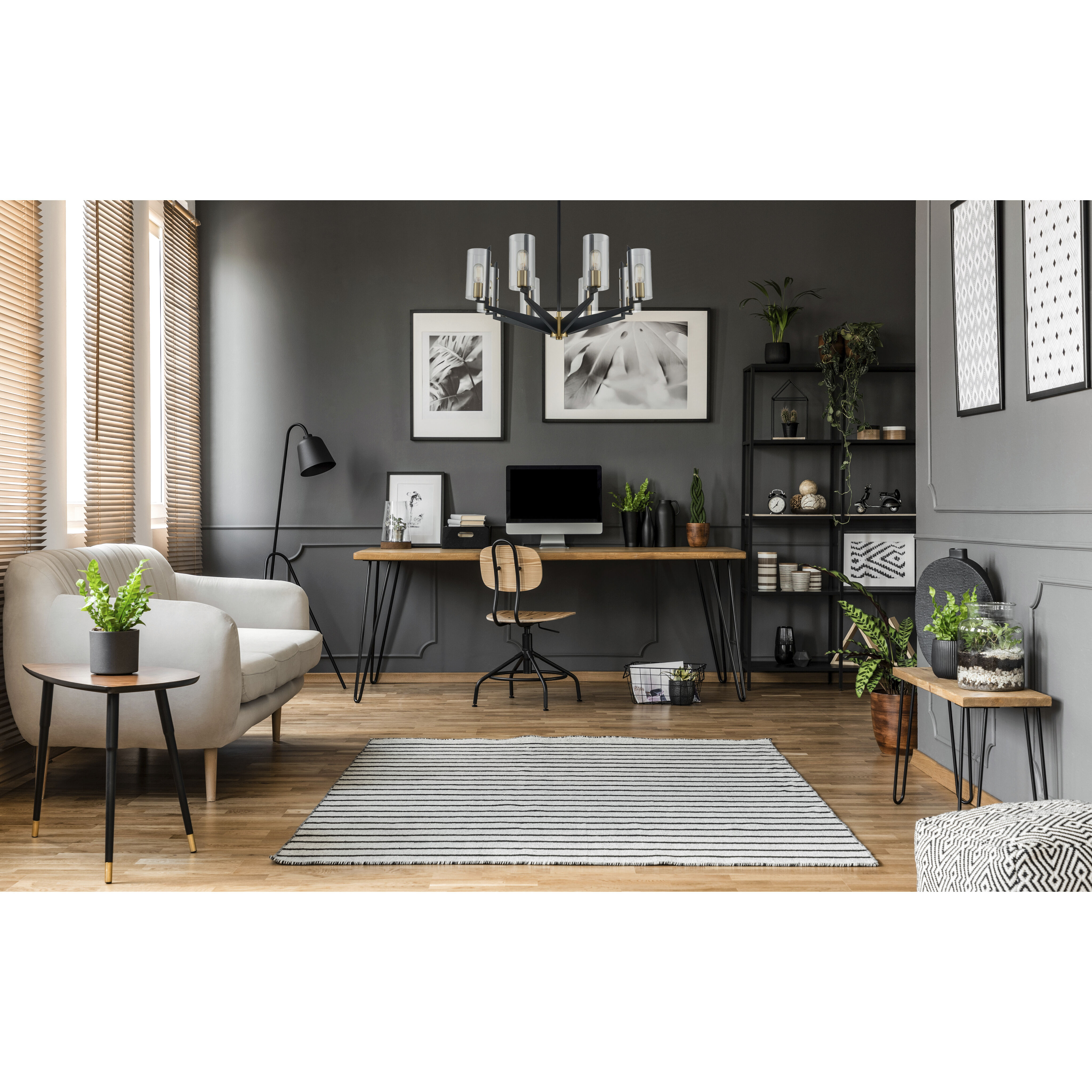 Blakeslee 8 Light 33 inch Matte Black with Satin Brass Chandelier Ceiling Light