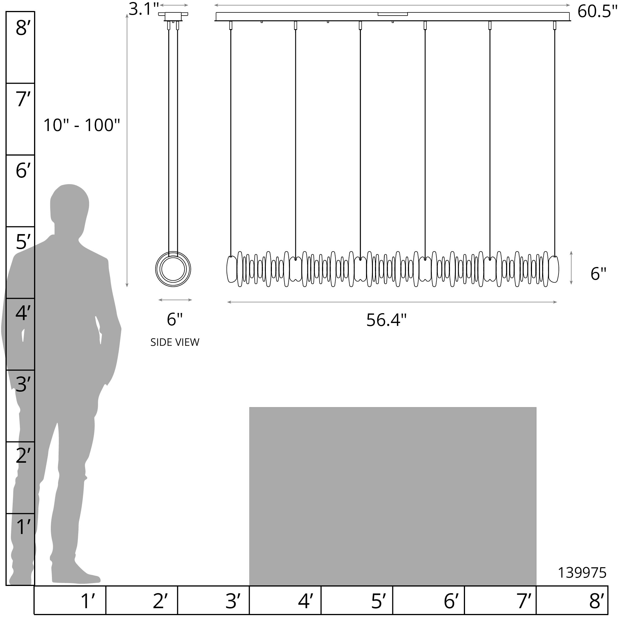 Cairn Linear Pendant Ceiling Light in Black