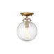 Modern 1 Light 8 inch Natural Brass Semi-Flush Ceiling Light
